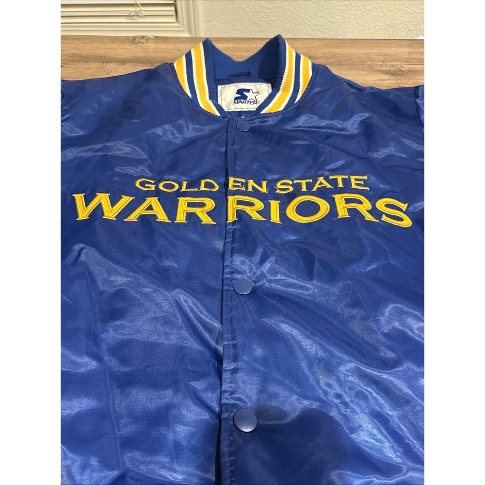 Starter Golden State Warriors Satin Bomber Jacket Sz Large‎ Vintage - Picture 3 of 16